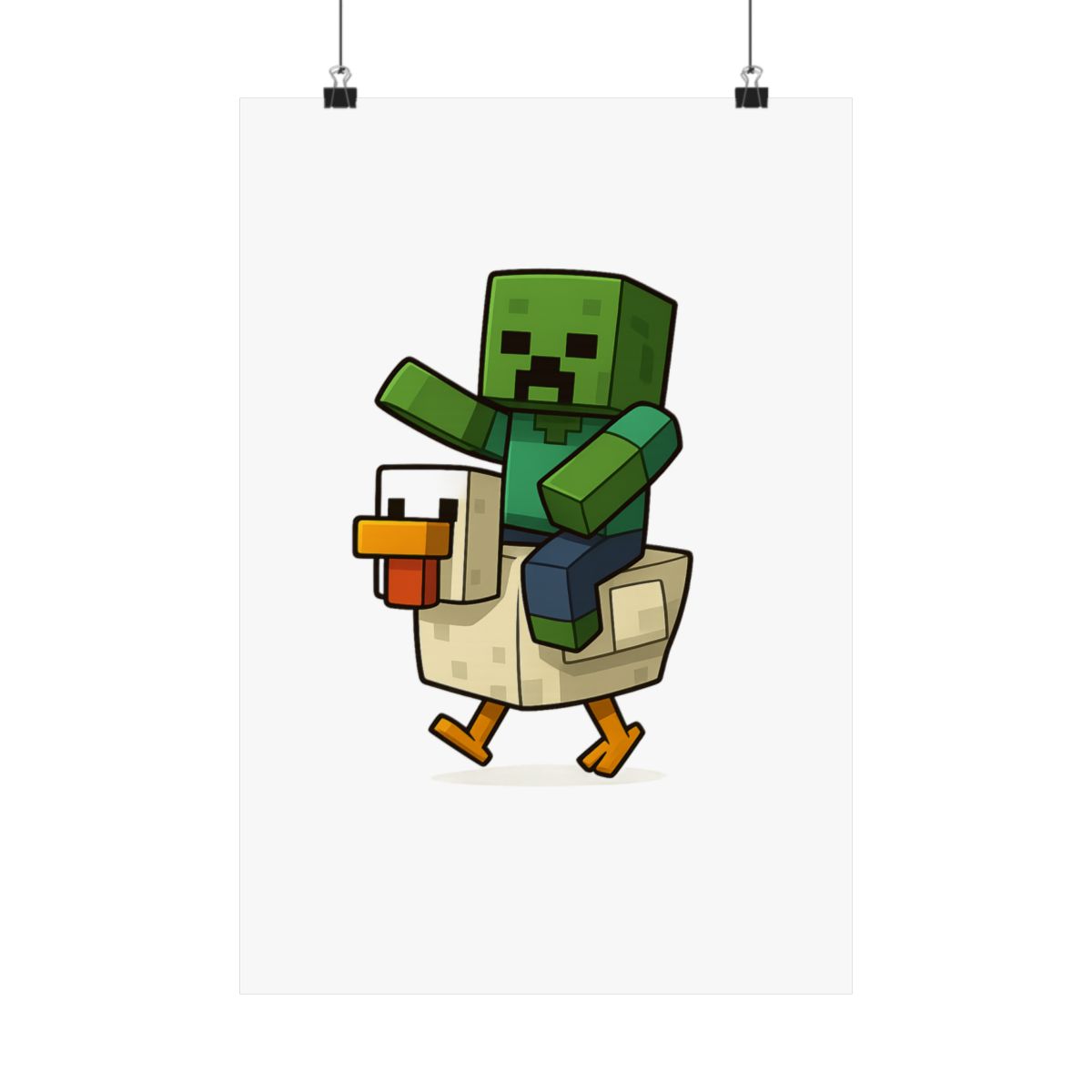 Chicken Jockey Minecraft Poster | Humorous Gaming Wall Art Print - Minecraft official Posters & Wall Art merch