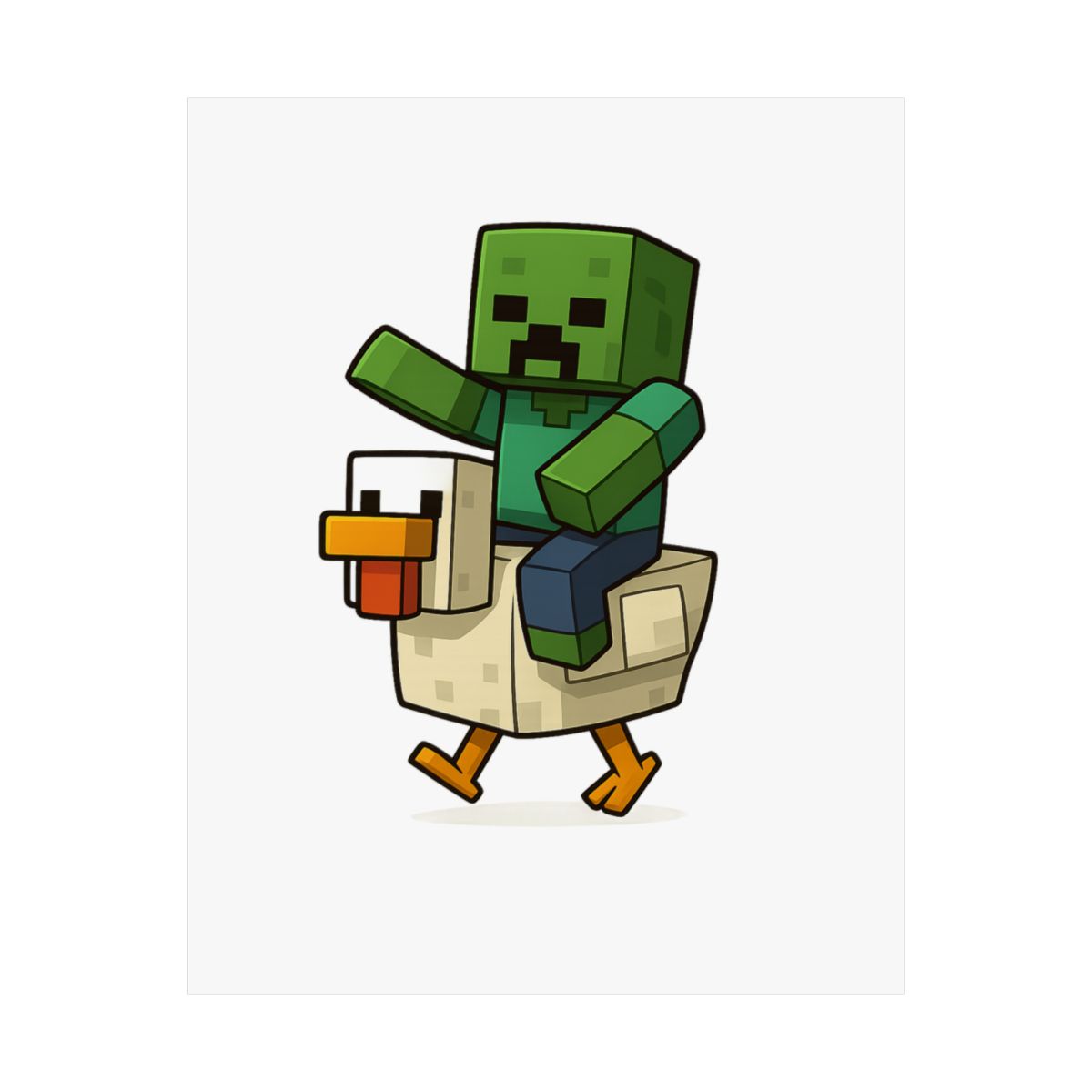 Chicken Jockey Minecraft Poster | Humorous Gaming Wall Art Print