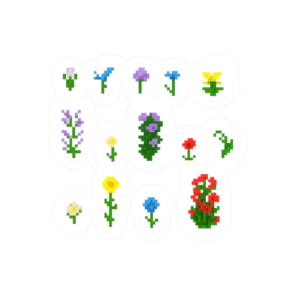 Minecraft Flower Mix Pack Cute Stickers | Pixel Garden Decals